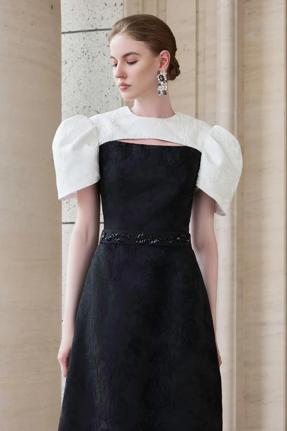 Ambrosia A-line Cut-Out Jacquard Floor Length Dress
