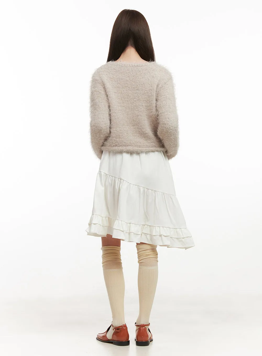 Asymmetric Tiered Midi Skirt IJ527
