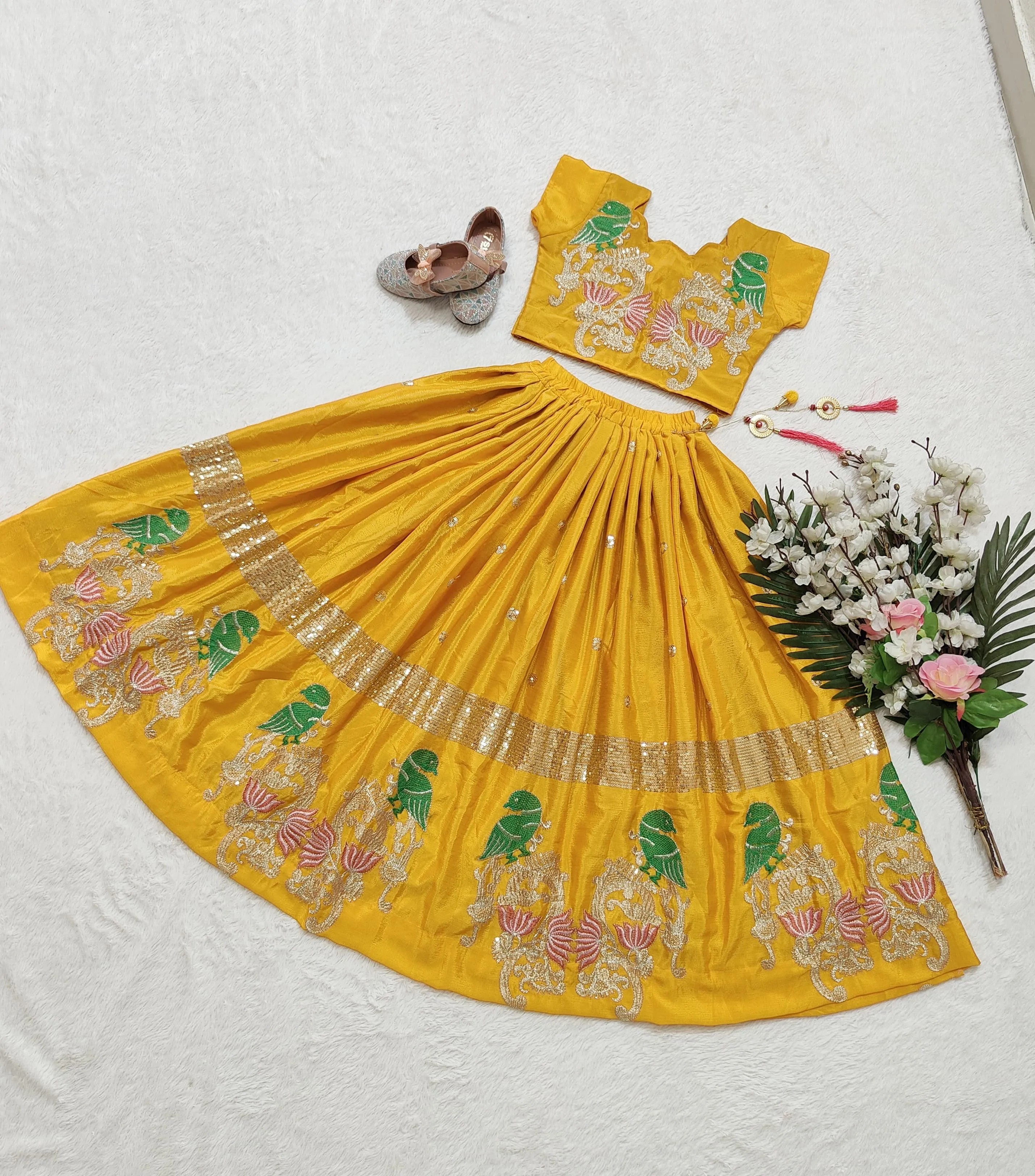 Beautiful Designer Heavy Chinon Silk Kid's Lehenga Choli
