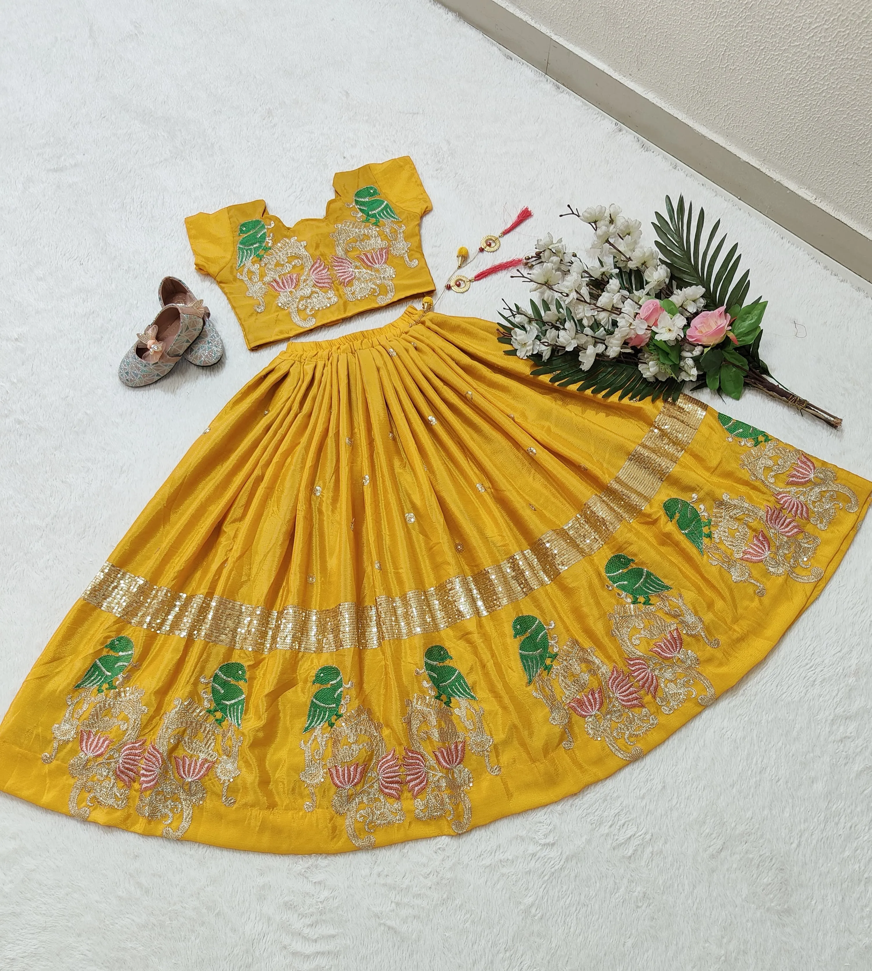 Beautiful Designer Heavy Chinon Silk Kid's Lehenga Choli