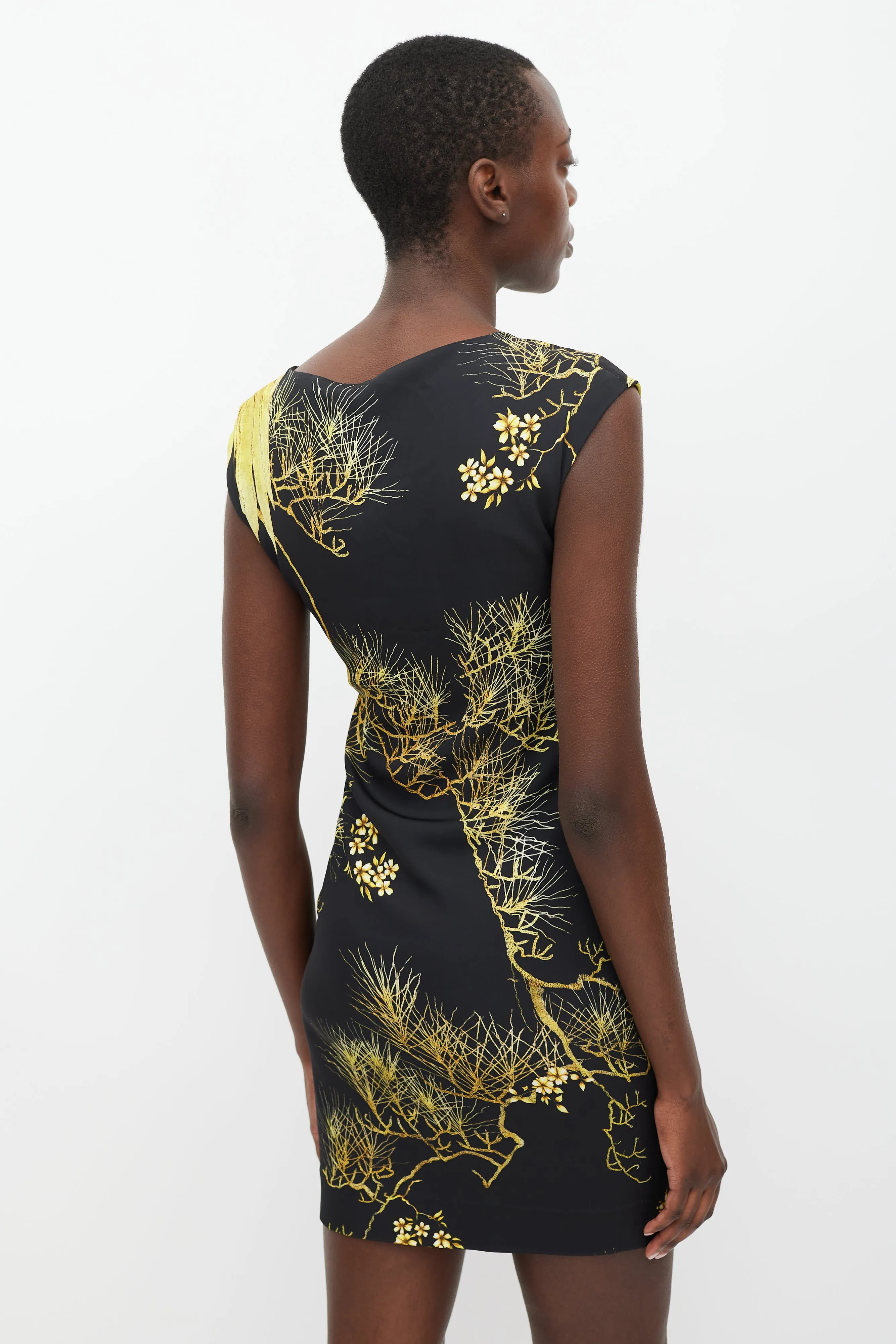 Black & Yellow Printed Sheath Dress