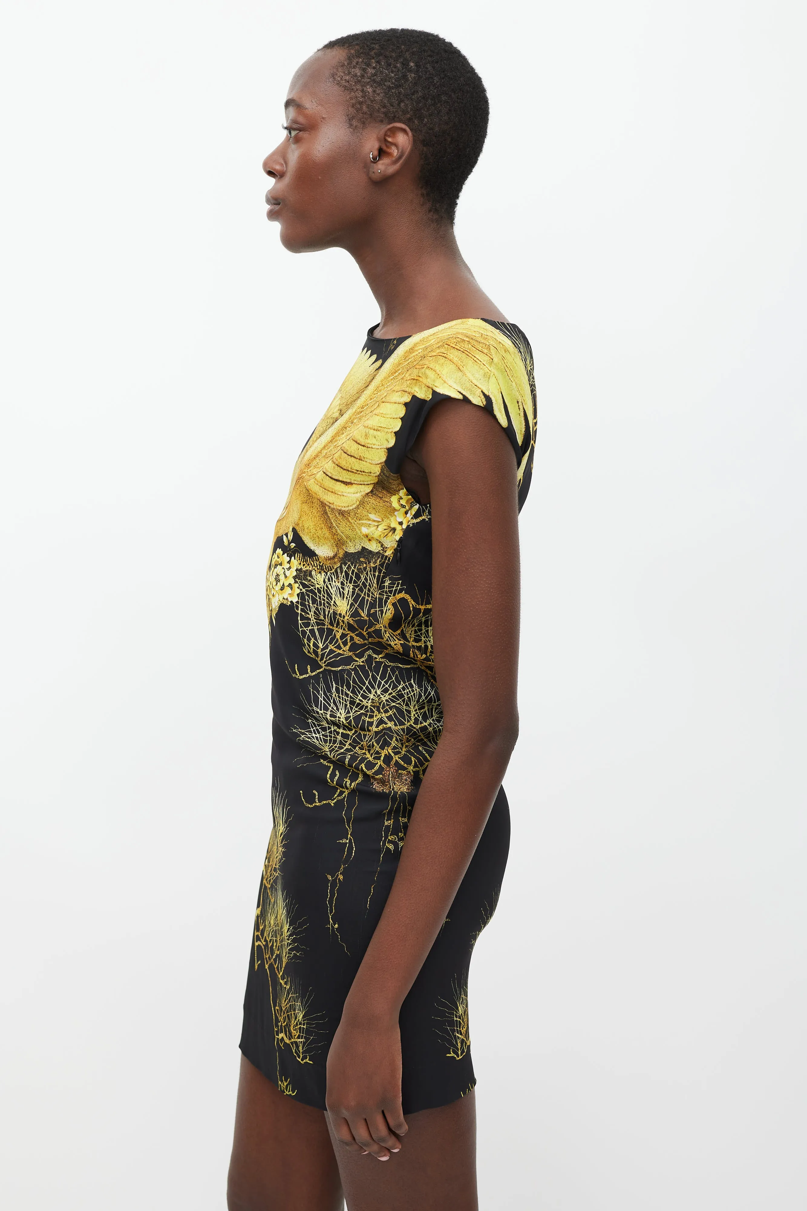 Black & Yellow Printed Sheath Dress