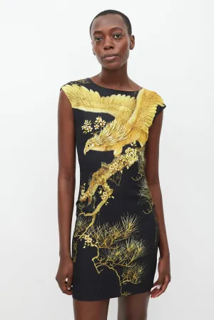 Black & Yellow Printed Sheath Dress