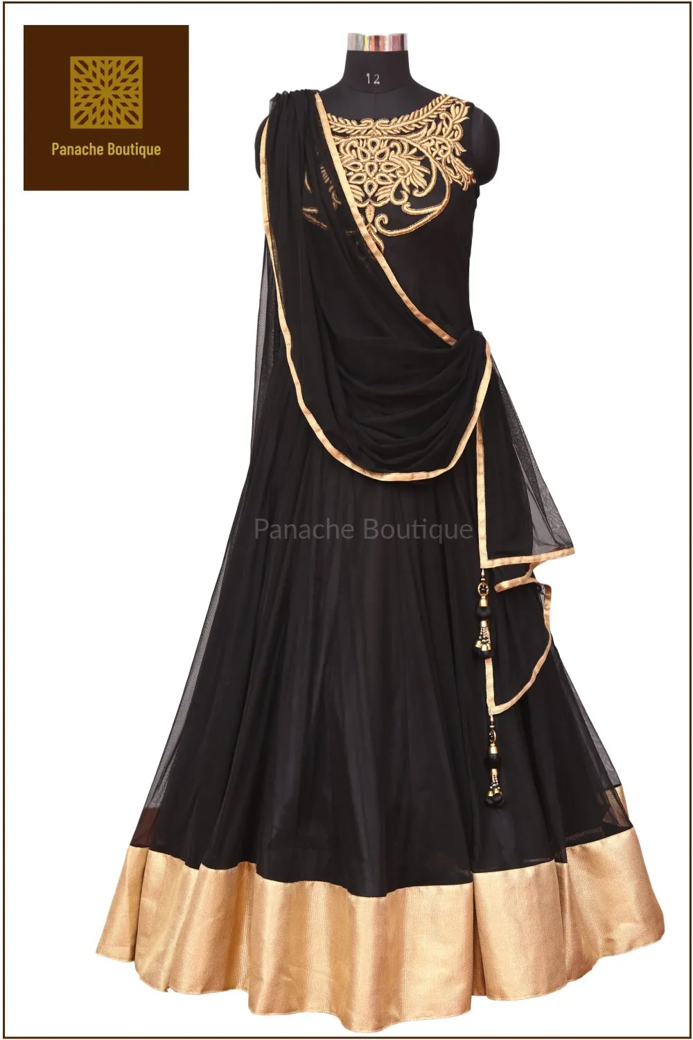 Black Colour Floor Length Anarkali