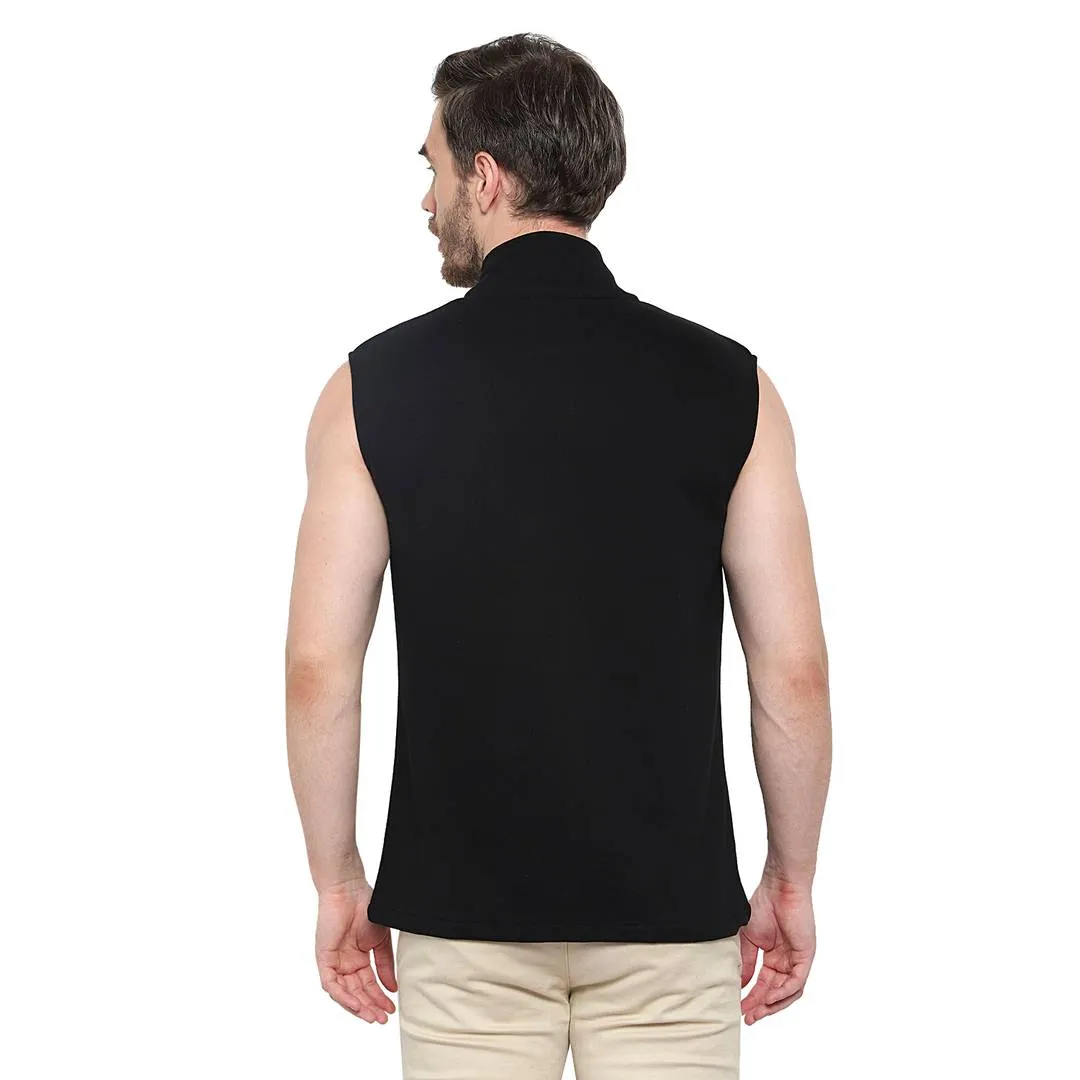 Black Sleeveless Fashionable Sweatshirt