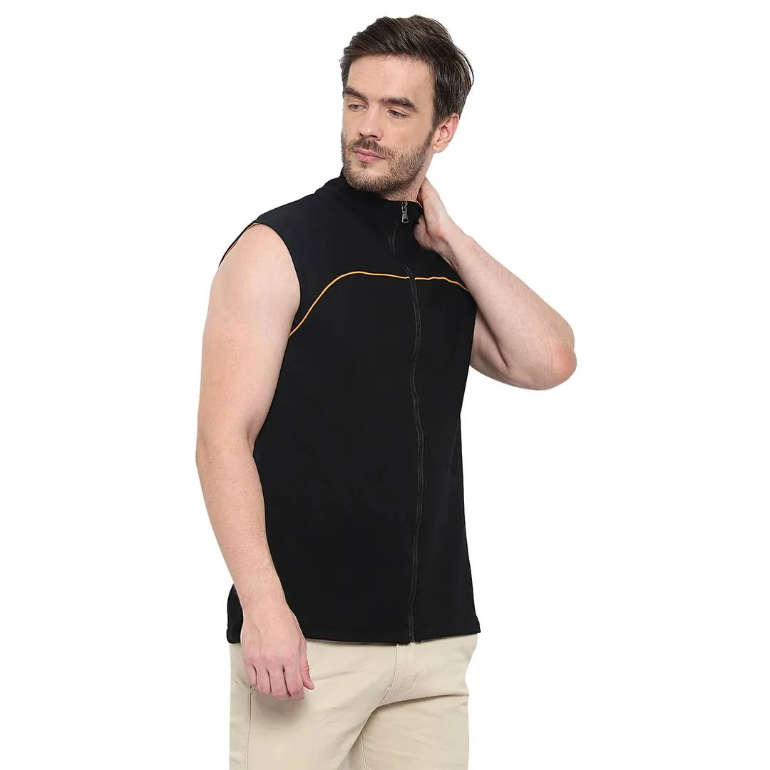 Black Sleeveless Fashionable Sweatshirt