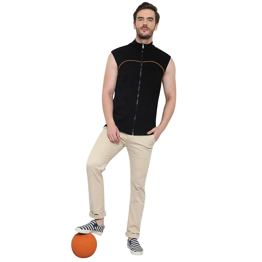 Black Sleeveless Fashionable Sweatshirt