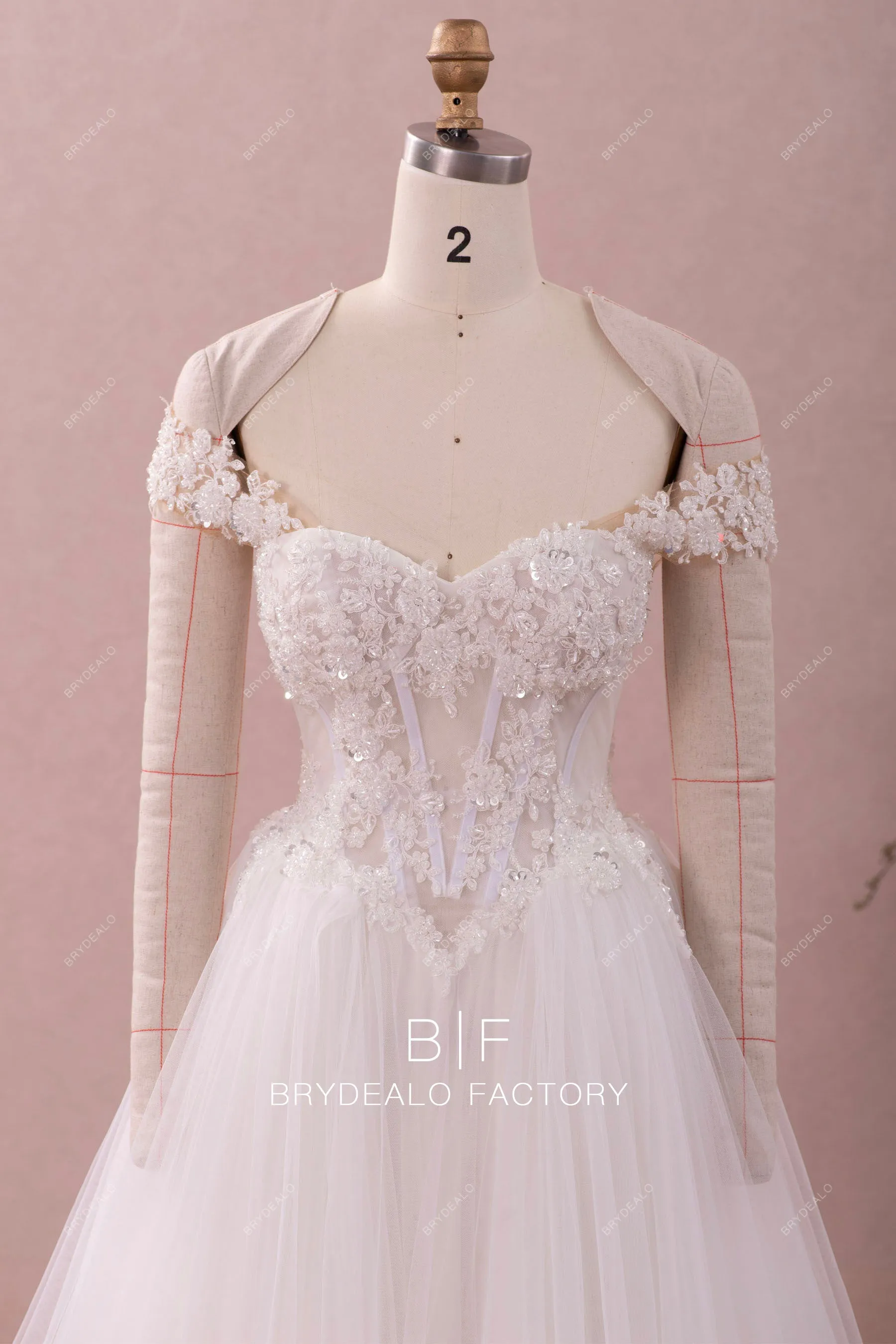Cap Sleeve Corset Beaded Lace Wedding Ballgown