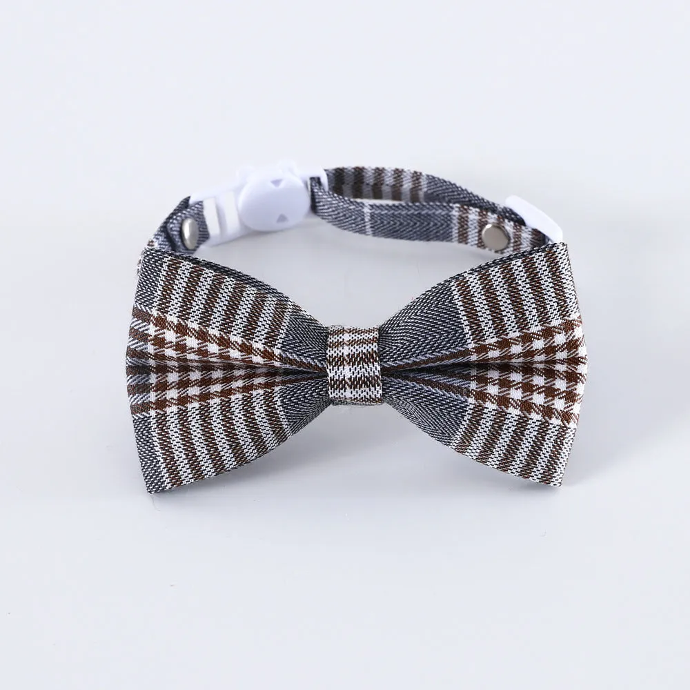 Cat Formal Bow Tie - Grey Plaid