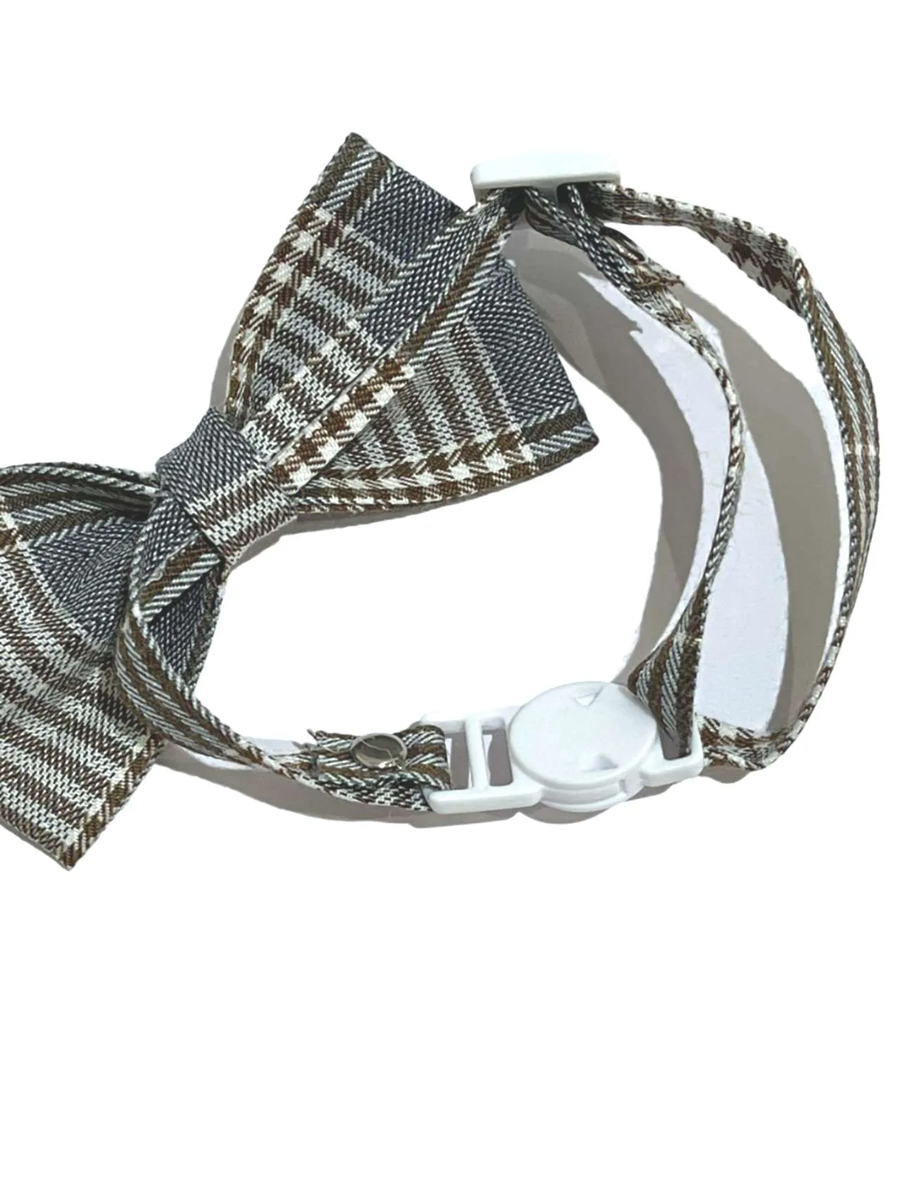 Cat Formal Bow Tie - Grey Plaid