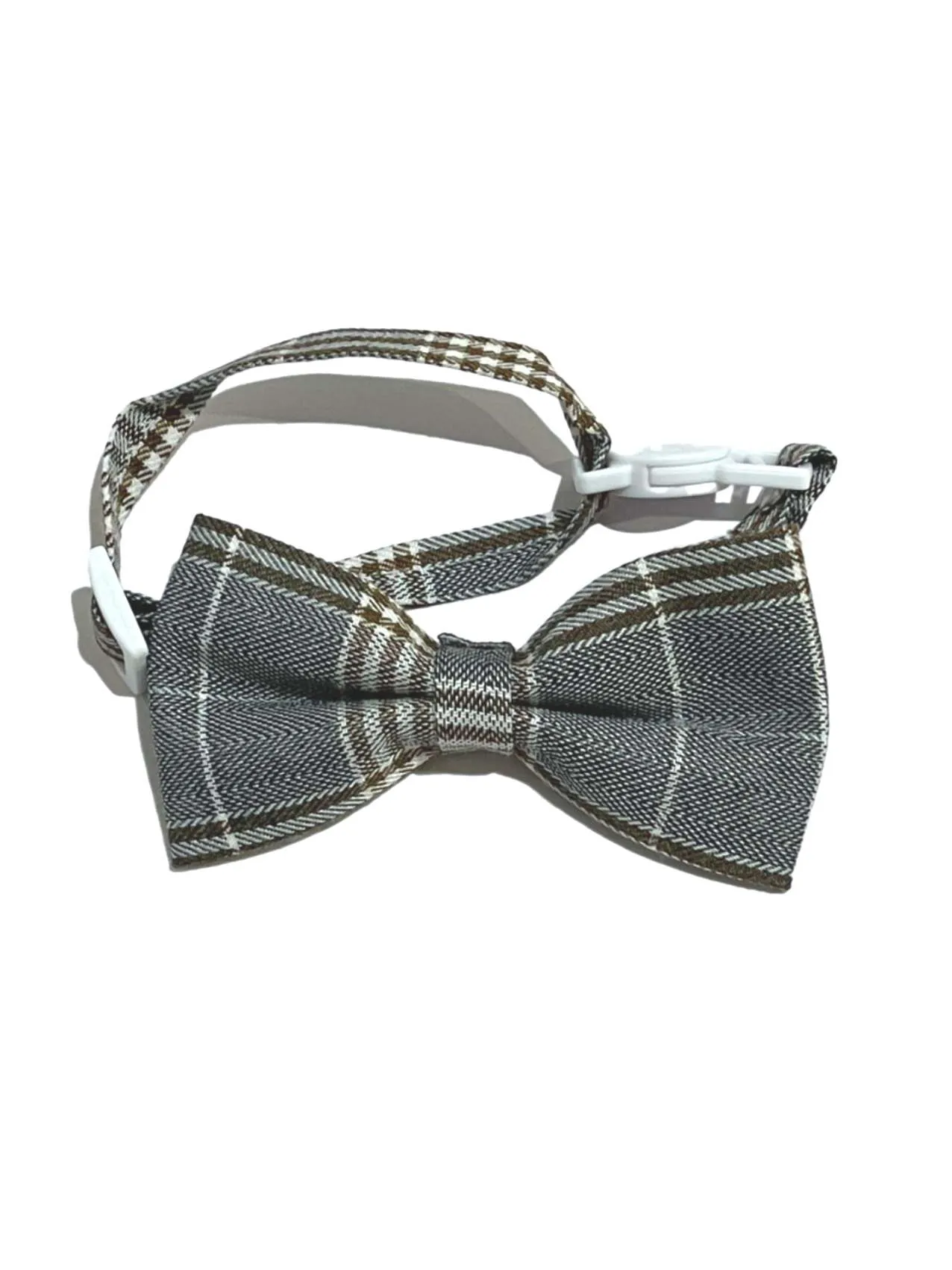Cat Formal Bow Tie - Grey Plaid