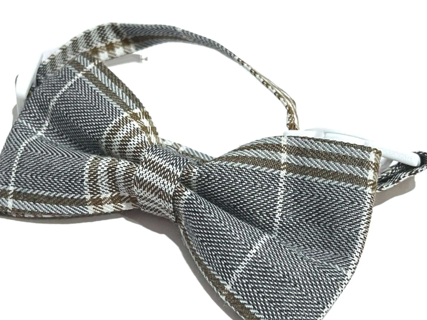Cat Formal Bow Tie - Grey Plaid