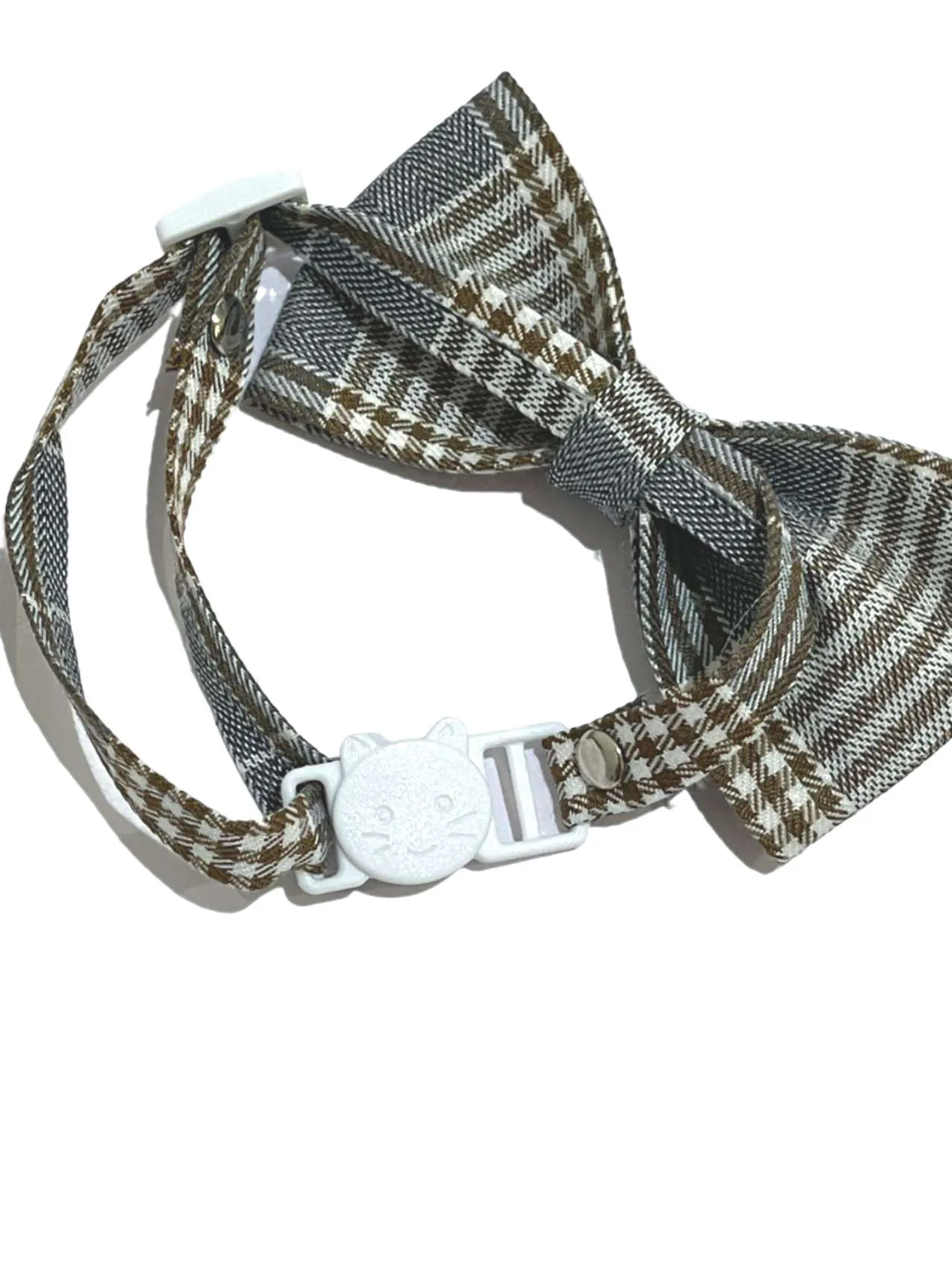 Cat Formal Bow Tie - Grey Plaid