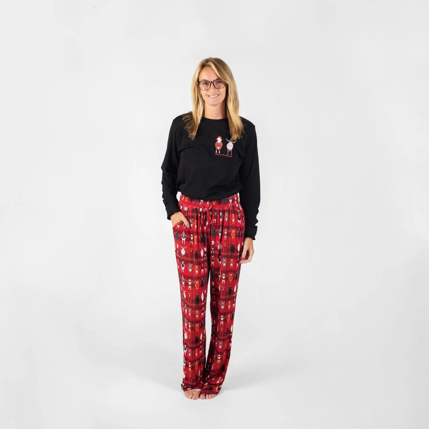 Christmas Cow Black Long Sleeve Tee