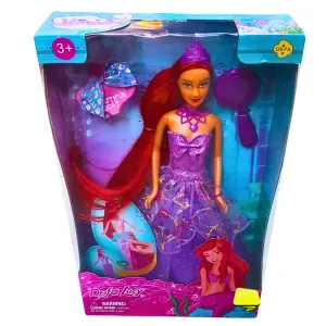 Defa Lucy Mermaid Princess Doll – Glittery Purple Gown with Accessories for Kids 3  – Magical Underwater Adventure Toy