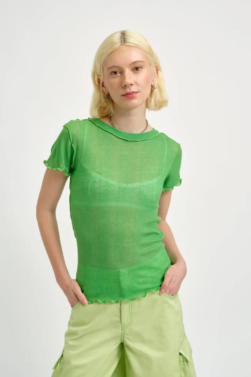 Eliza Faulkner Short Sleeve Rib Tee (Apple Green)
