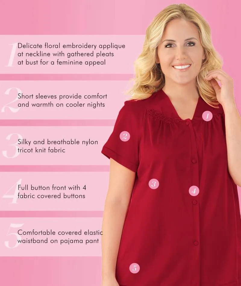 Exquisite Form Short Sleeve Pajamas - Sangria