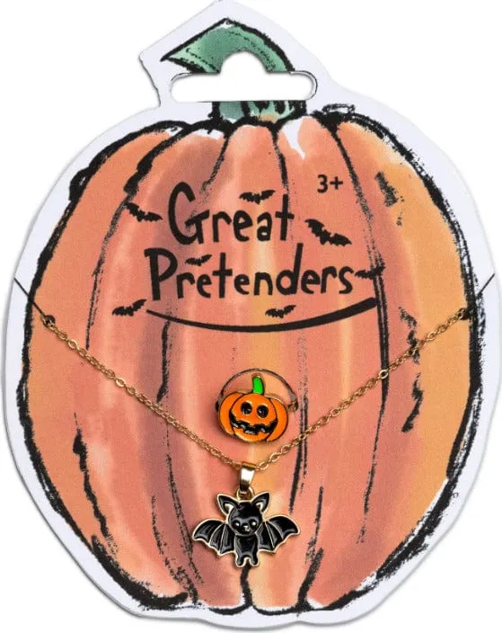 Great Pretenders Bat Necklace with Pumpkin Ring