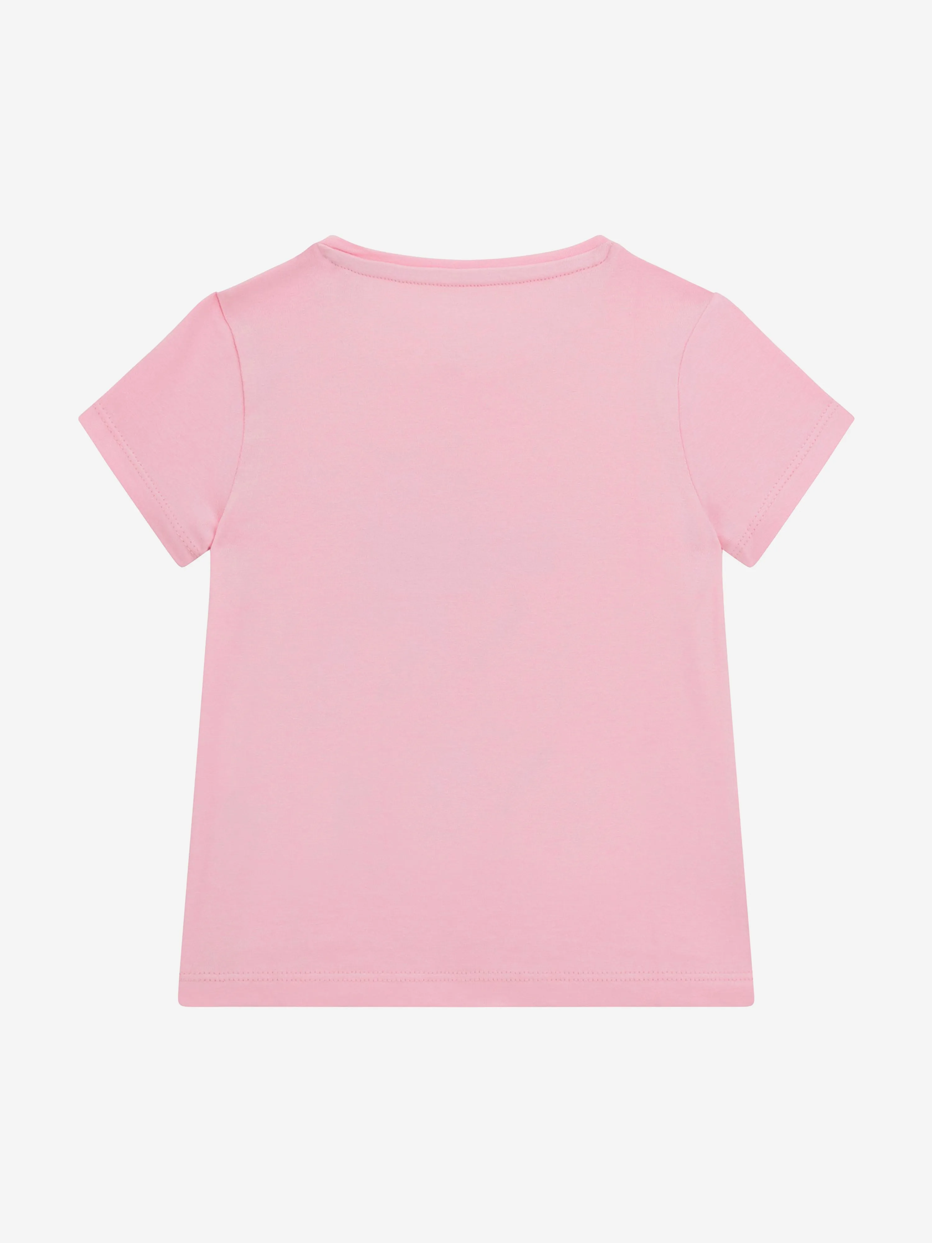 Guess Girls Floral Logo T-Shirt in Pink