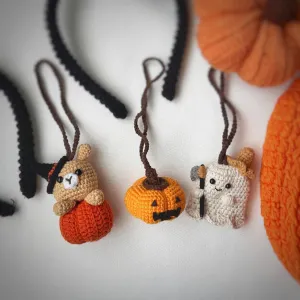Halloween Crochet Car Hanger & Keychain, Wizard Bear, Jack O Lantern, Grim Reaper