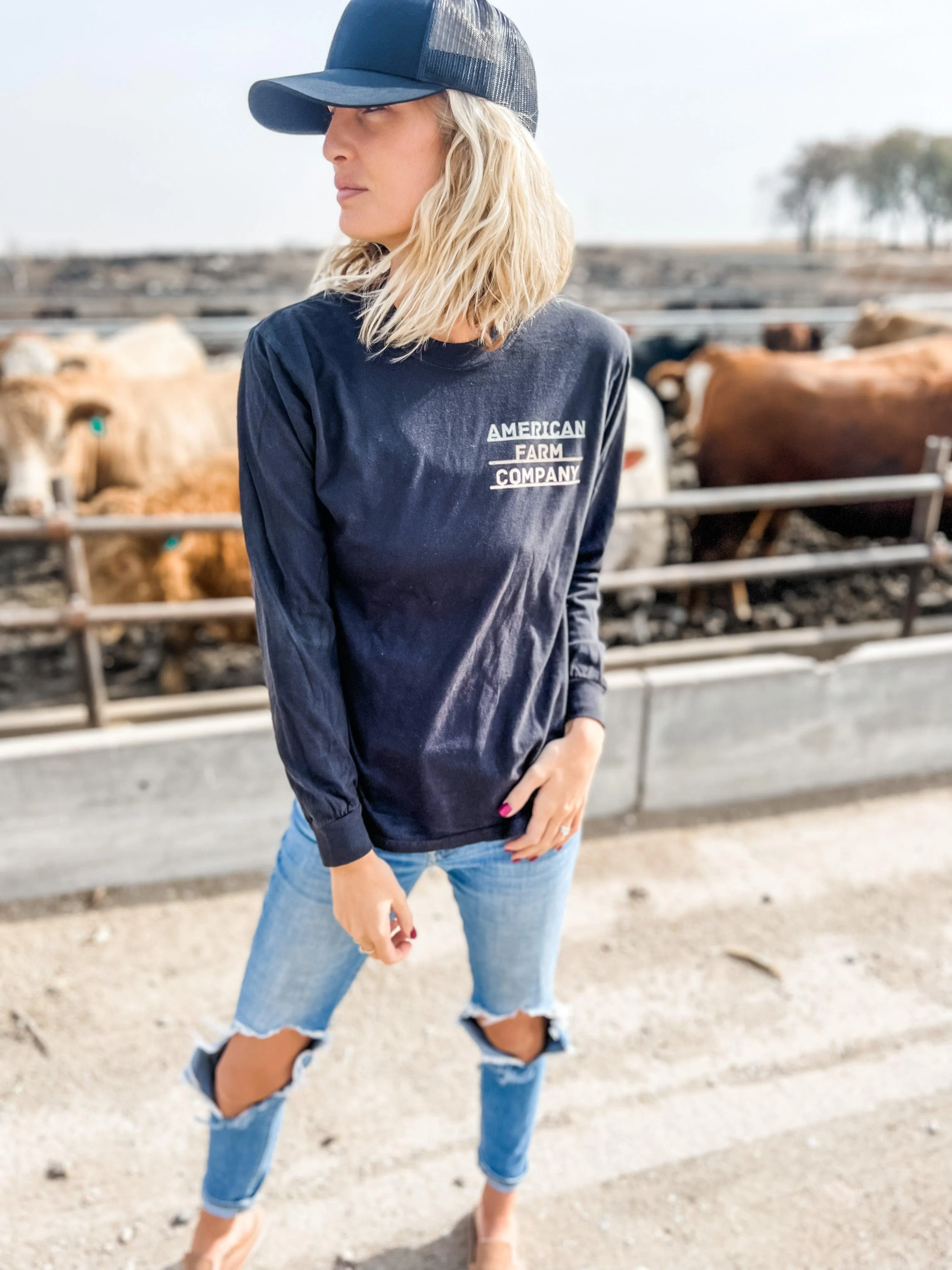 Here's to the Farmers Black Long Sleeve