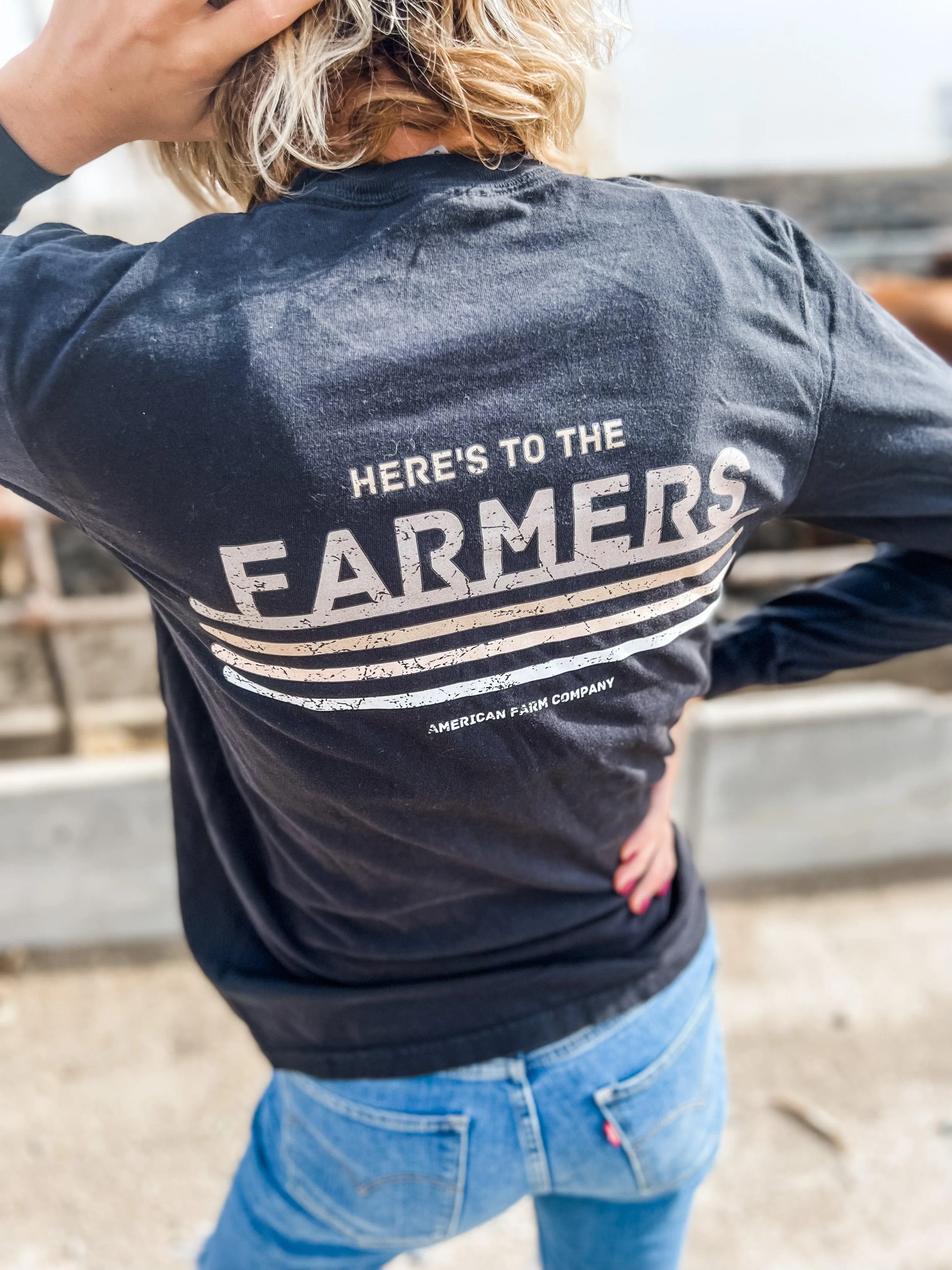 Here's to the Farmers Black Long Sleeve