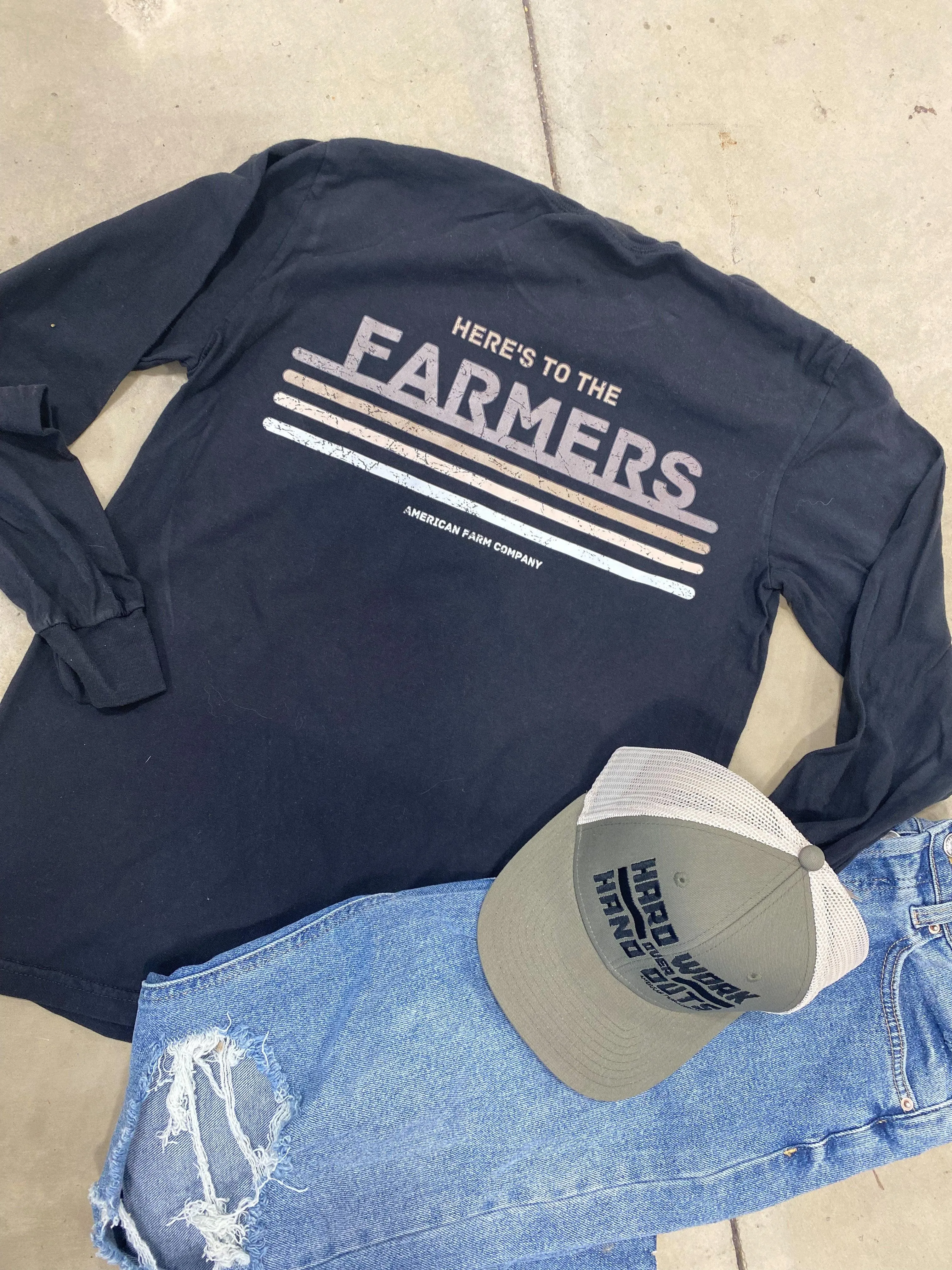 Here's to the Farmers Black Long Sleeve