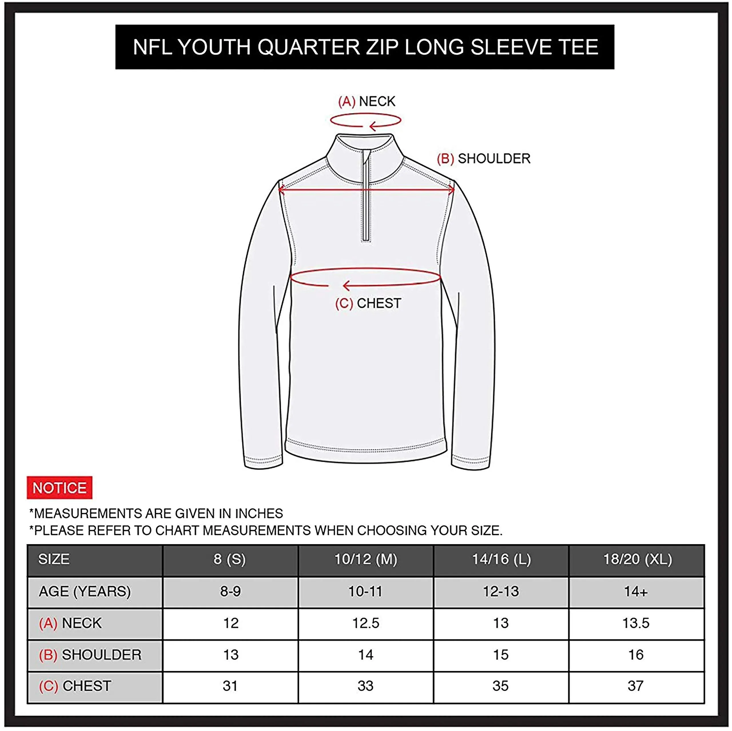 NFL Official Youth Super Soft Quarter Zip Long Sleeve T-Shirt|Pittsburgh Steelers