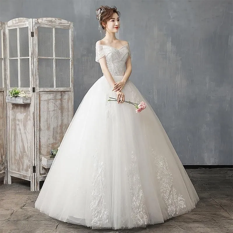 Off The Shoulder Wedding Dress Floor Length