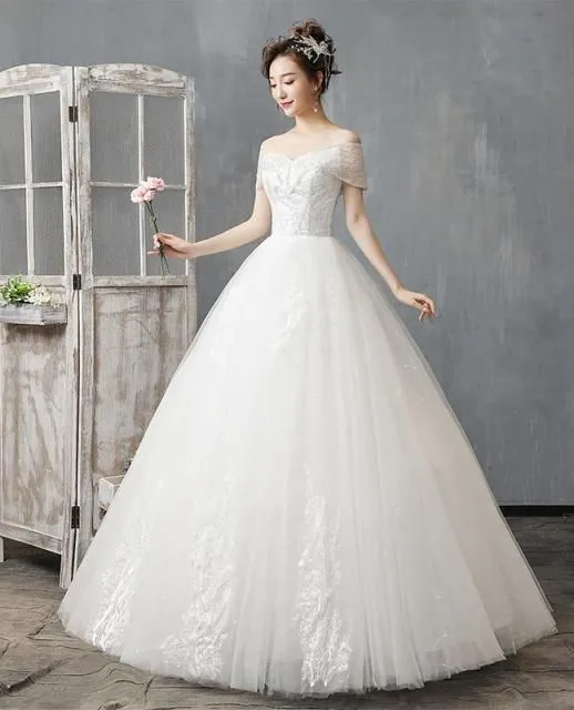 Off The Shoulder Wedding Dress Floor Length