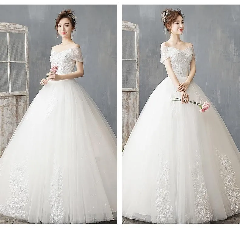 Off The Shoulder Wedding Dress Floor Length