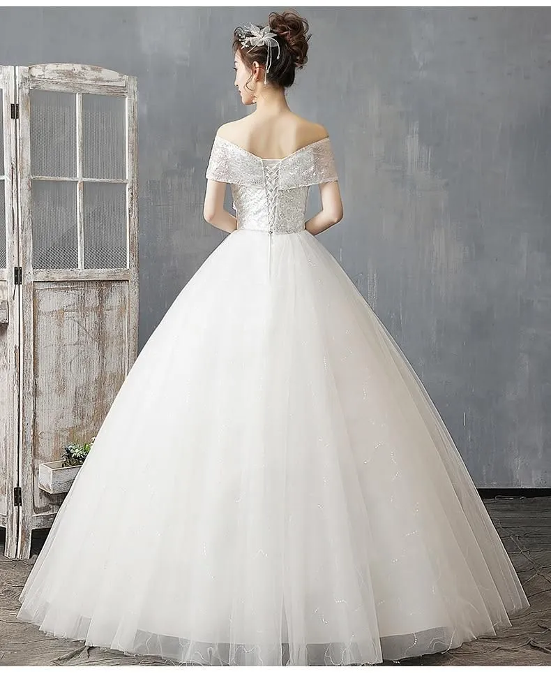 Off The Shoulder Wedding Dress Floor Length