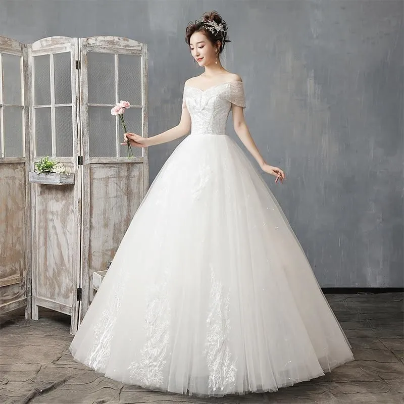 Off The Shoulder Wedding Dress Floor Length
