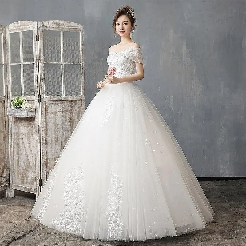 Off The Shoulder Wedding Dress Floor Length
