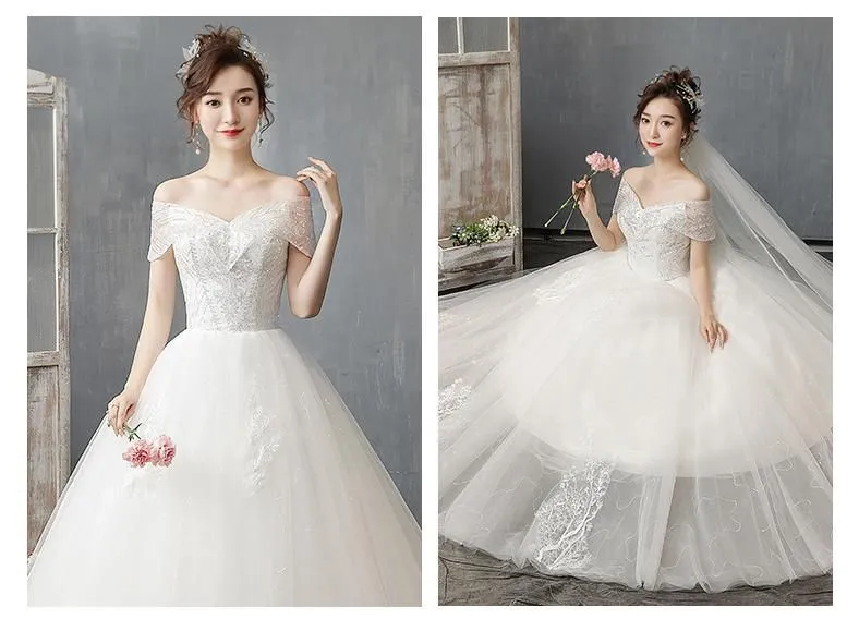 Off The Shoulder Wedding Dress Floor Length
