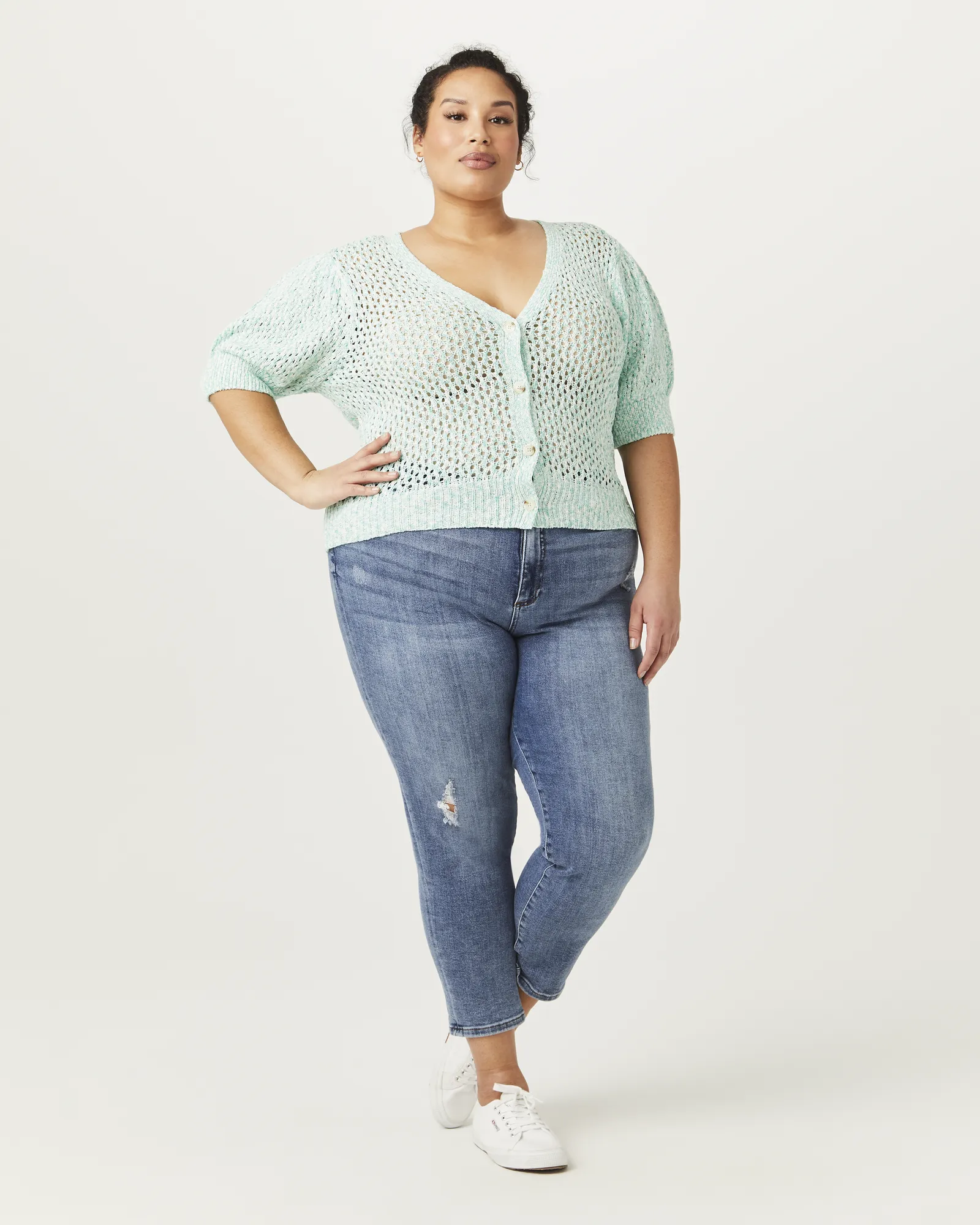 Penelope Short-Sleeve Cardigan | Light Blue