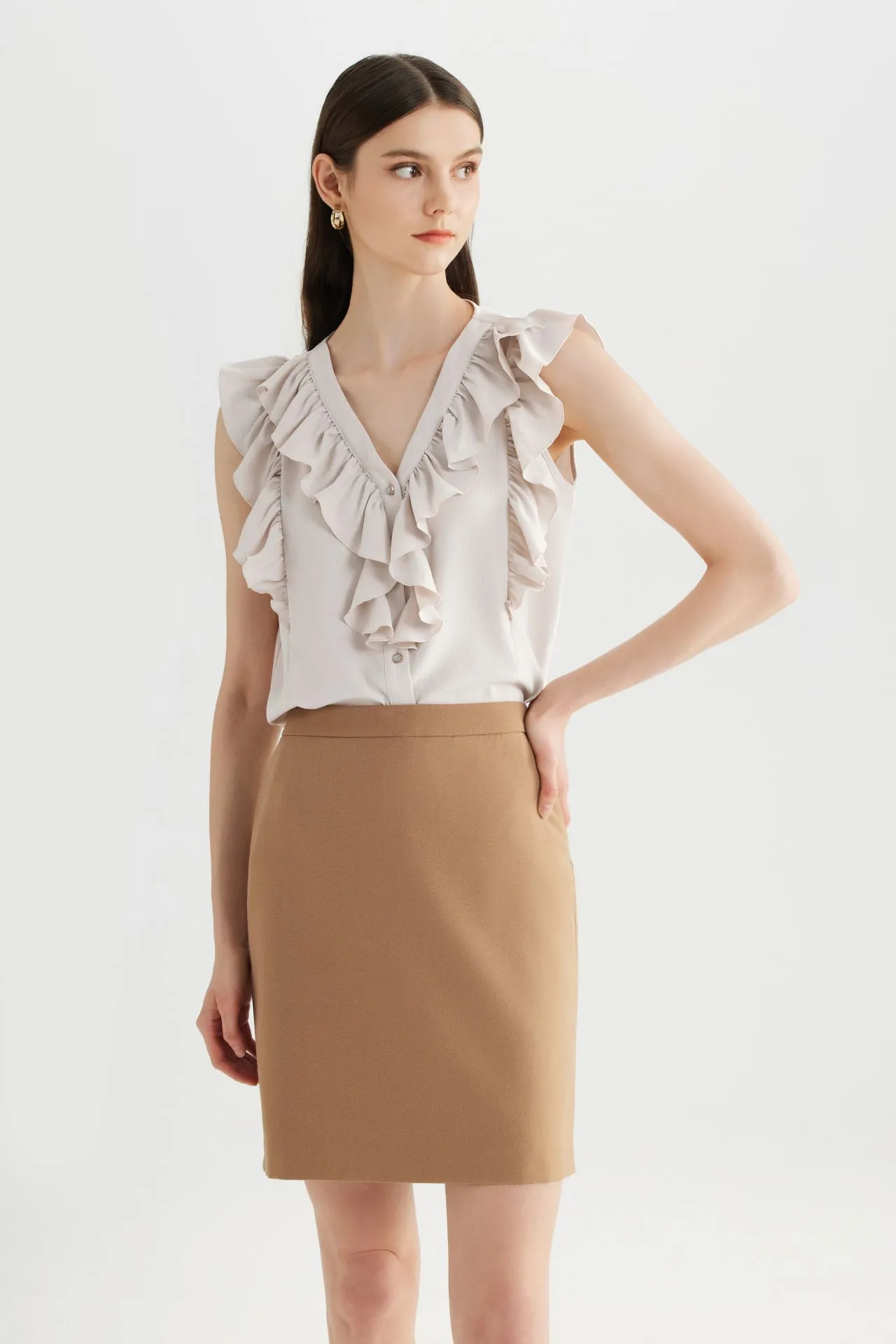 Ruffled Front Blouse
