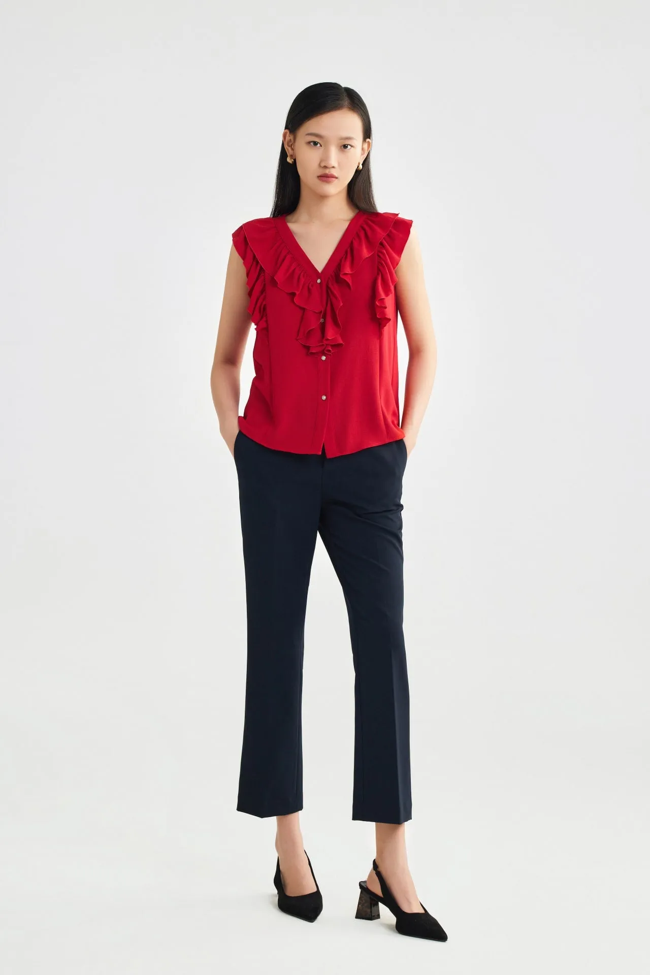 Ruffled Front Blouse