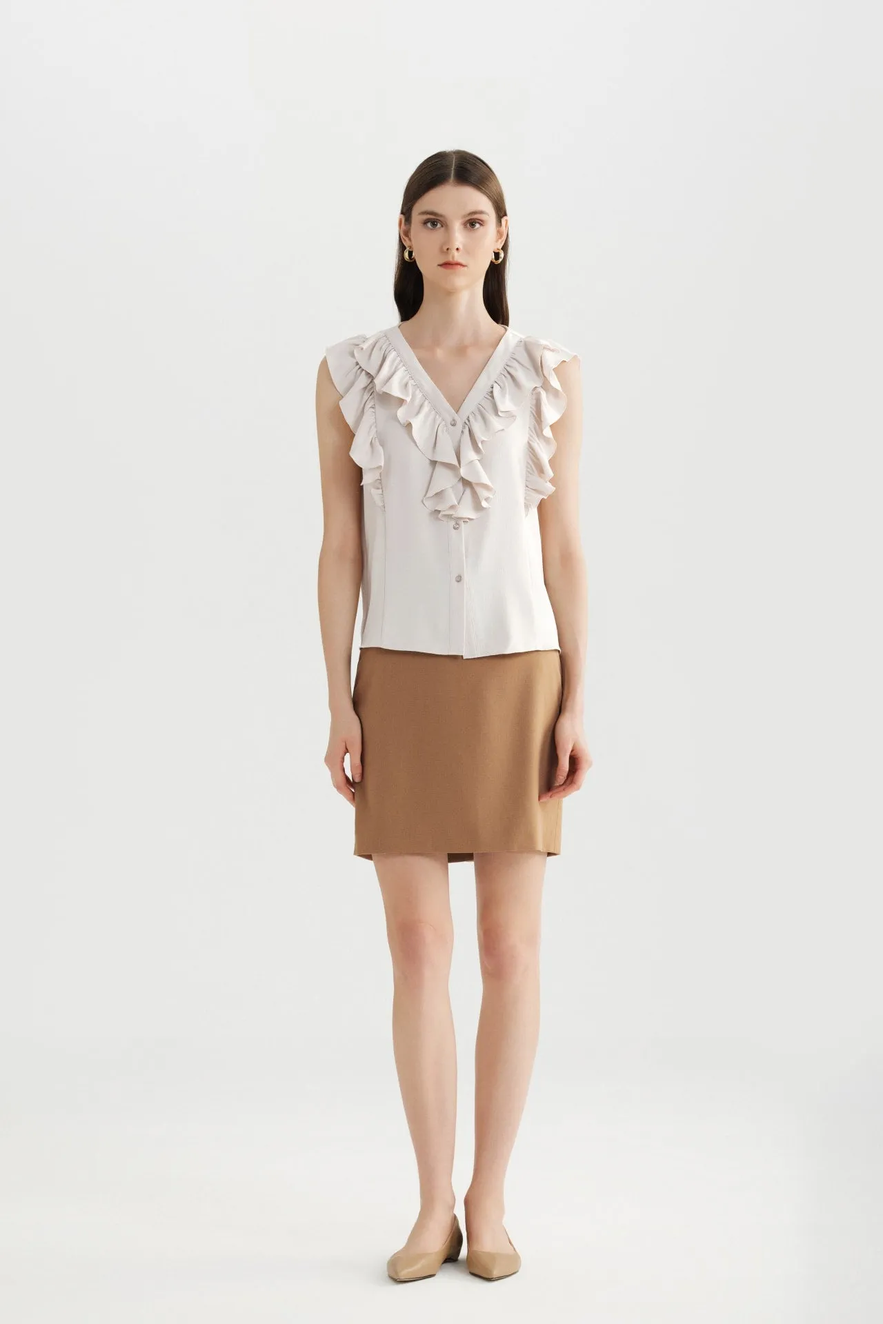 Ruffled Front Blouse