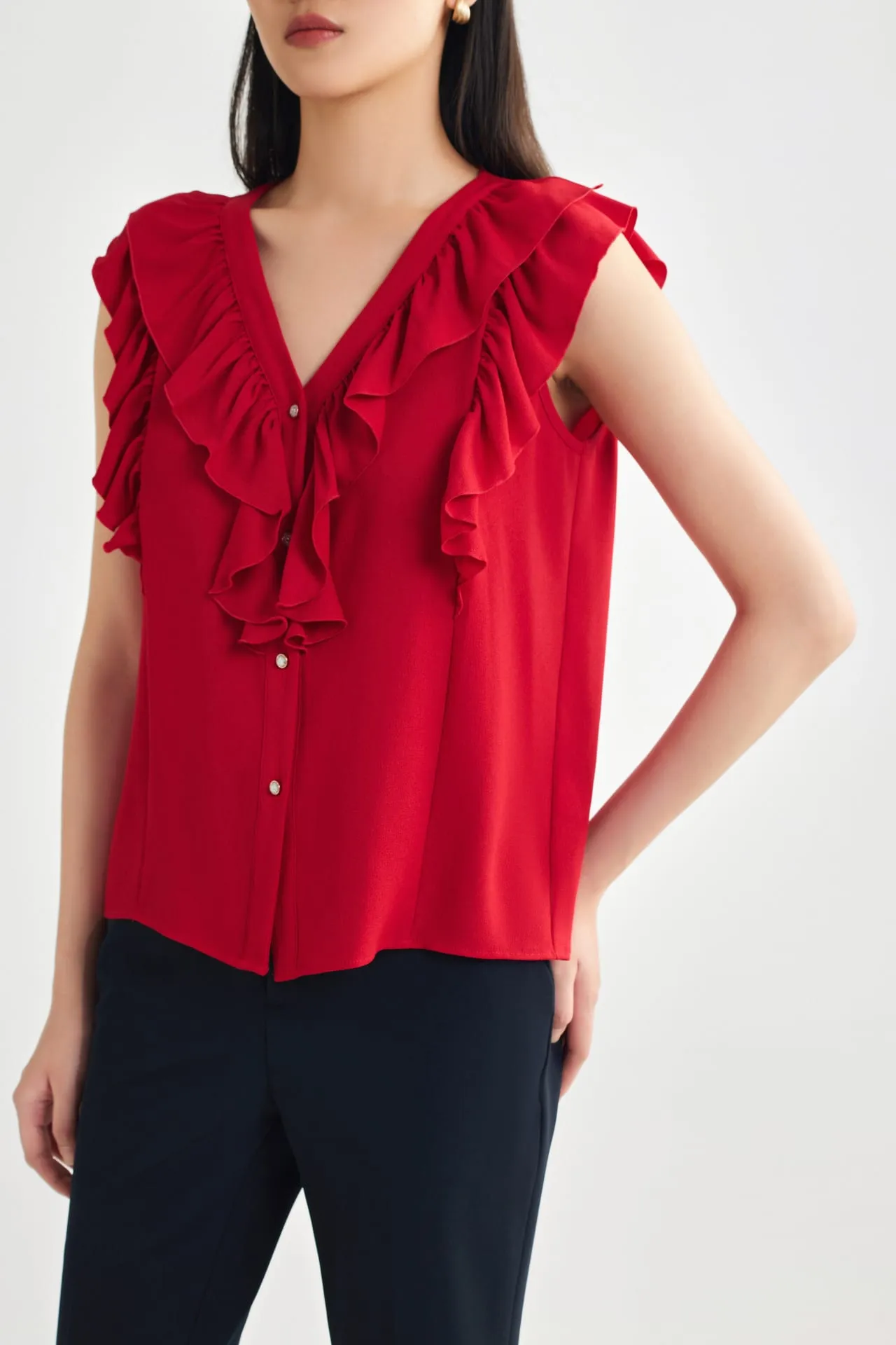 Ruffled Front Blouse