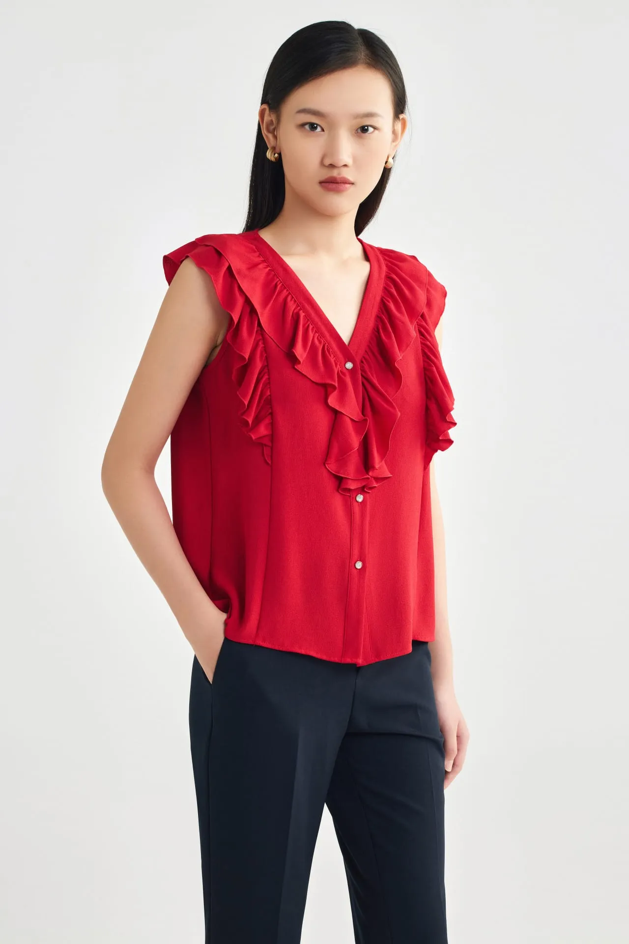 Ruffled Front Blouse