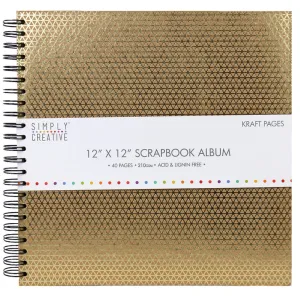 Simply Creative Scrapbook Album 12x12 - Kraft With Gold Geometric (SCALB005)
