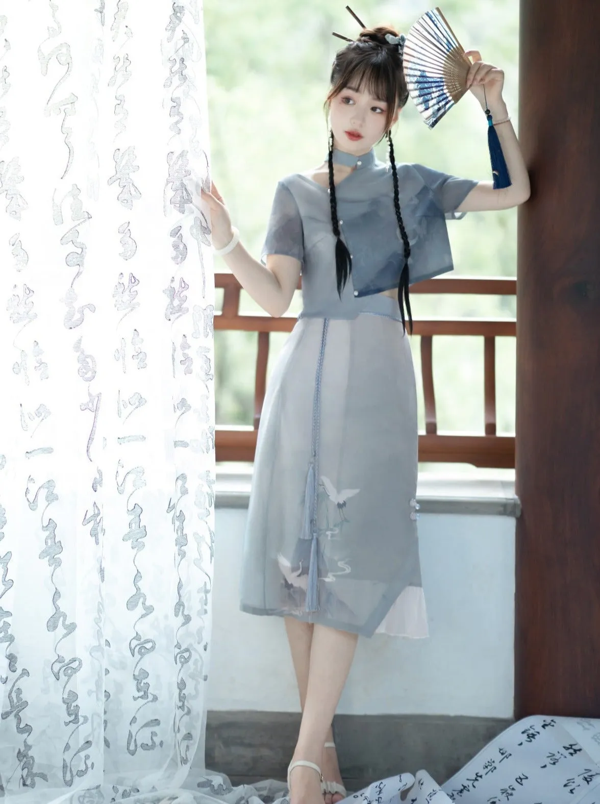 Skirt Tassel   Shirt China Asymmetrical China Print
