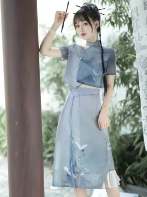 Skirt Tassel   Shirt China Asymmetrical China Print
