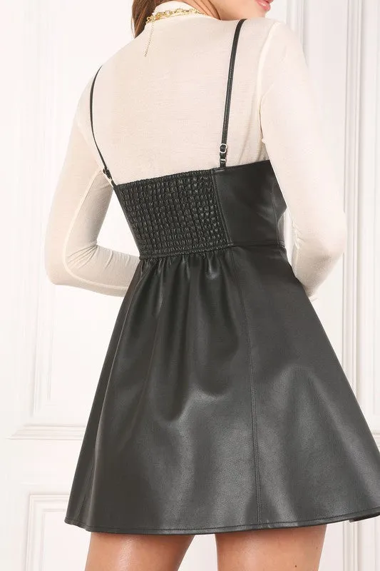 TEEK - Black Vegan Leather Bustier Dress