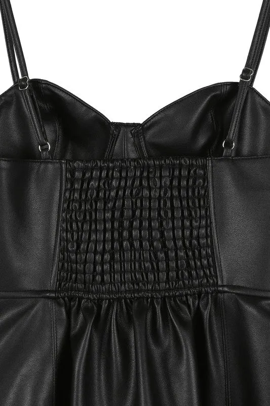 TEEK - Black Vegan Leather Bustier Dress