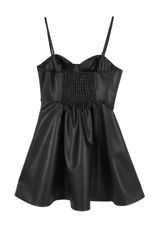 TEEK - Black Vegan Leather Bustier Dress