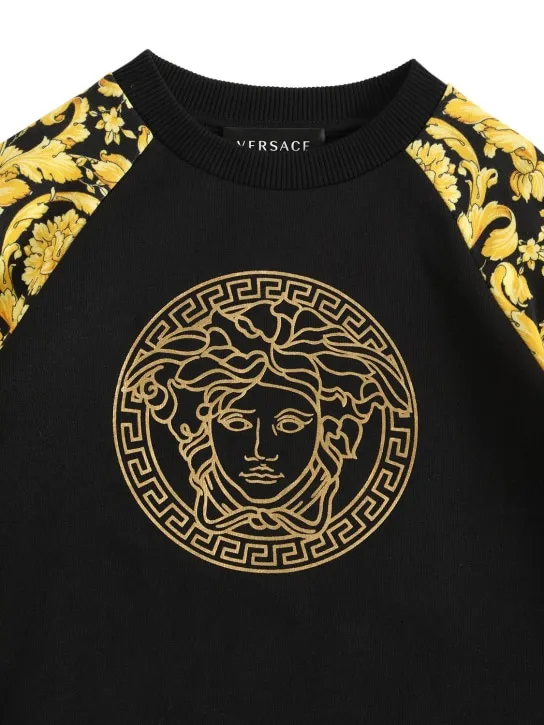 Versace   Barocco print cotton sweat dress w/logo 