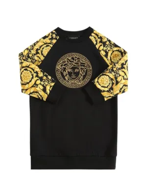 Versace   Barocco print cotton sweat dress w/logo 